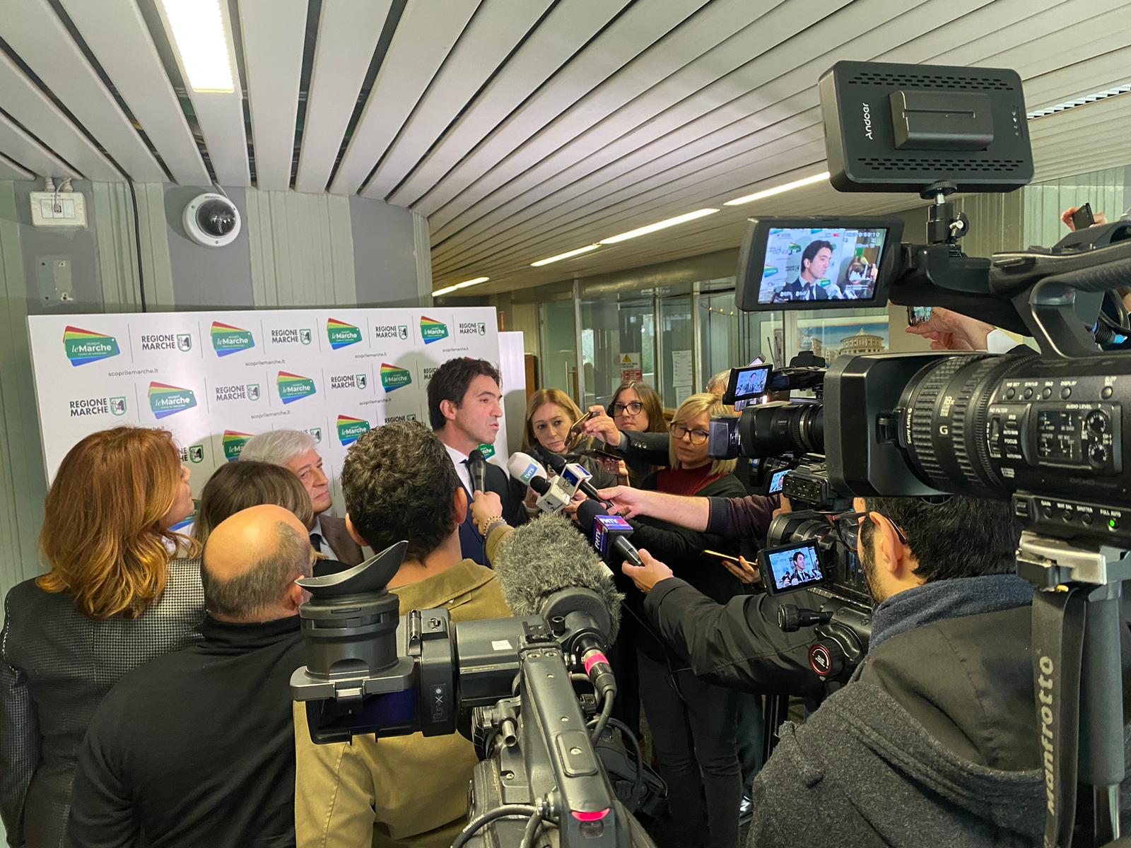 Conferenza stampa annuale del presidente Acquaroli promossa dall’Ordine dei giornalisti delle Marche